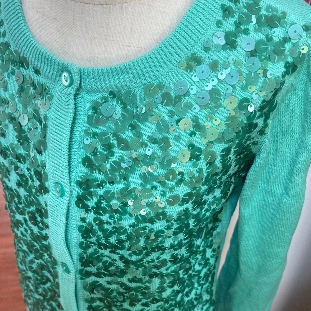 GAP Girls Teal Sequin Cardigan: Fancy Shimmer Gorgeous!